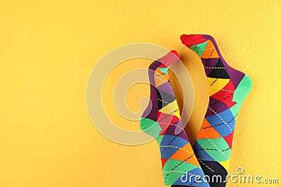 Woman wearing stylish socks ckground Stock Photo