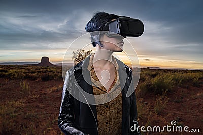 Simulated Outdoor Nature Tourism in Virtual Reality Stock Photo