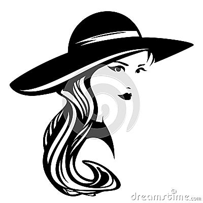 Woman wearing wide brimmed hat vector design Vector Illustration