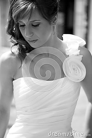 Woman with wedding dress Stock Photo