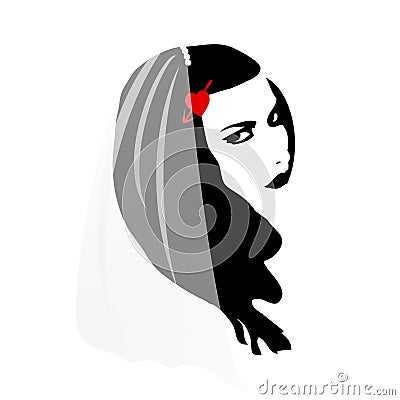 woman with wedding veil Vector Illustration