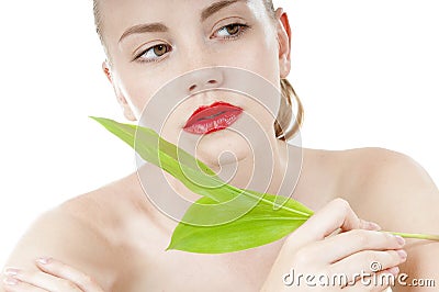 Woman with a well-groomed complexion. Stock Photo