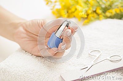 Woman with well manicured nails Stock Photo