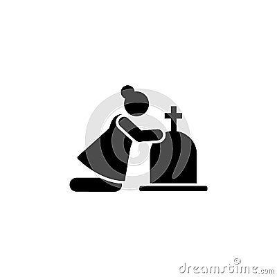 Woman widow funeral weep icon. Element of pictogram death illustration Cartoon Illustration