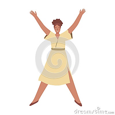 Woman winner jumping of joy, excited lady Vector Illustration