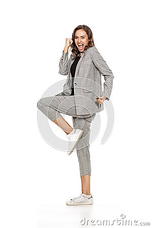 Woman with winning gesture Stock Photo