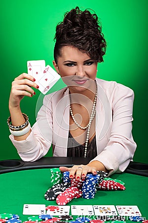 Woman Winning At Poker Royalty Free Stock Images - Image: 29636439