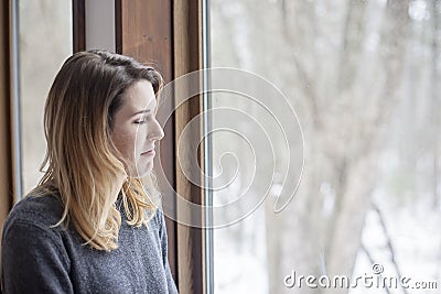 Woman with winter depression Stock Photo