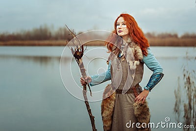 Woman is a witch. Stock Photo