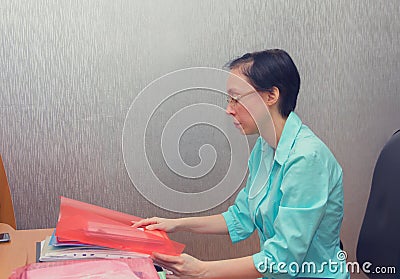 Woman working with documents Stock Photo