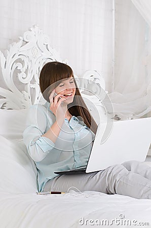Woman working with her laptop Stock Photo
