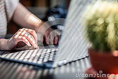woman working in a home office - social media influence, blogger, vlogger, freedom Stock Photo