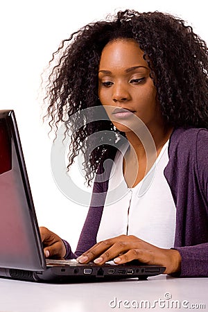 Woman working on laptop Stock Photo