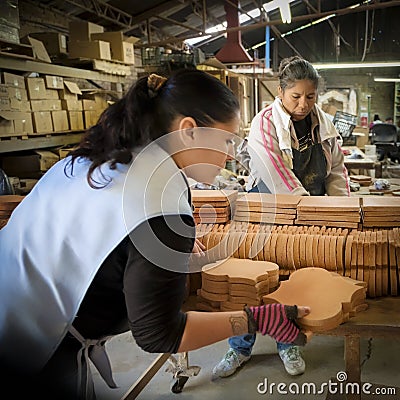 Woman Working in Tile Factory, Mexico Editorial Stock Photo