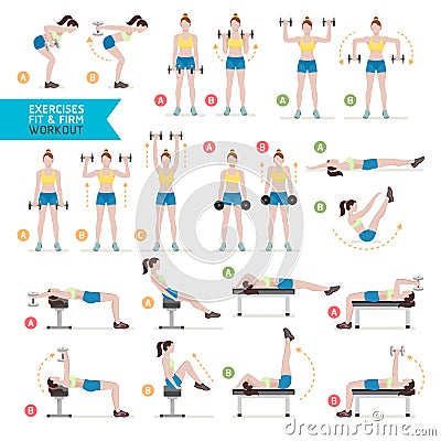 Woman workout fitness, aerobic and exercises. Vector Illustration. Vector Illustration