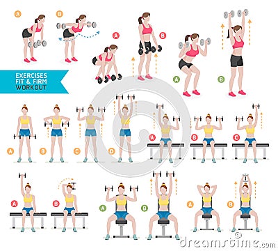 Woman workout fitness, aerobic and exercises. Vector Illustration. Vector Illustration