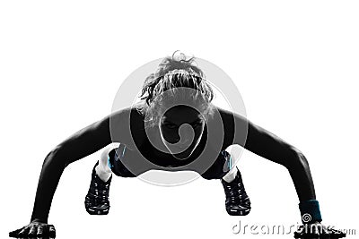 Woman workout fitness push ups posture Stock Photo