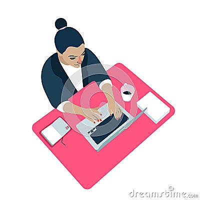 Woman workplace computer vector illustration Vector Illustration