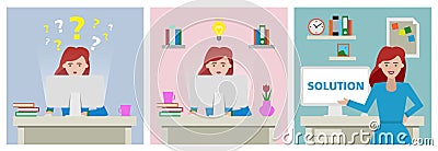 Woman at workplace. Vector Illustration