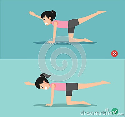 Woman wrong and sunbird pose Vector Illustration