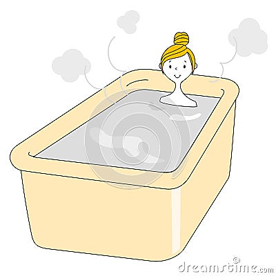 Young woman bath time Vector Illustration