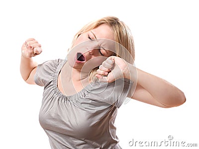Woman yawning Stock Photo