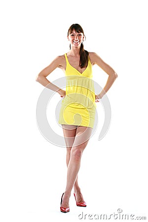 Woman in a yellow dress Stock Photo