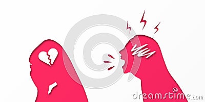 Woman yells at her girlfriend. Girl turned away and cries. Relationship problem. Conflicts. Understand opinion. Treason. Broken Stock Photo