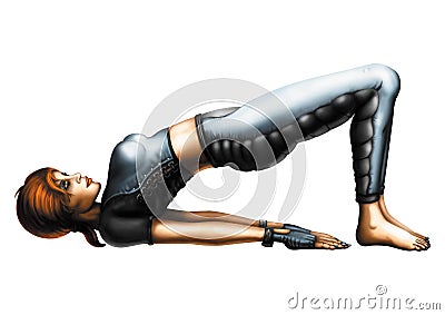 Woman in the Yoga Bridge Pose (Setu Bandhasana) Stock Photo