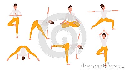 Woman in yoga poses. Vector Illustration