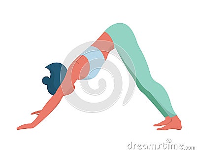Woman in yoga position. Adho mukha svanasana or downward dog Vector Illustration