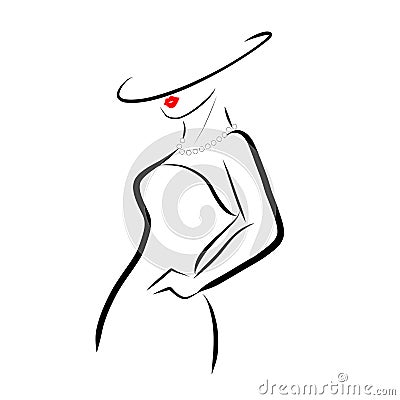 Classy Lady in Pearls Cartoon Illustration