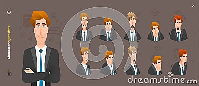 Man Character Expressions Vector Illustration