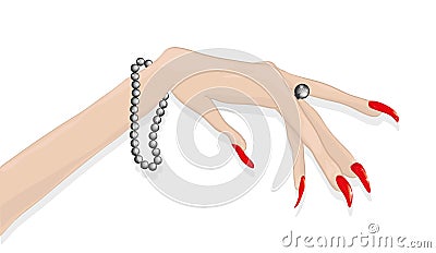 Womanish hand with a manicure. Vector Cartoon Illustration