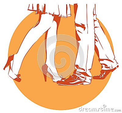 Womanish and masculine legs dance Vector Illustration