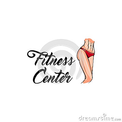 Womans body. Womans waist icon. Fitness center logo label. Vector illustration. Vector Illustration