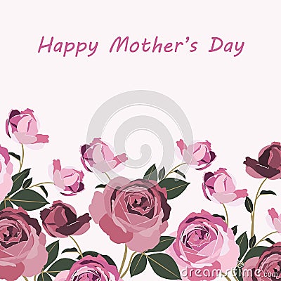 Happy Mothers Day. Card template with Shabby chic roses bouquet. Vector Illustration