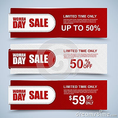 Womans Day collection sale banners Vector Illustration