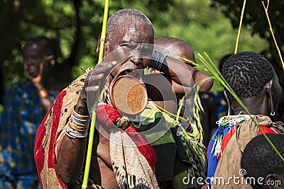 Women from the African tribe MursiSurma, Ethiopia Editorial Stock Photo