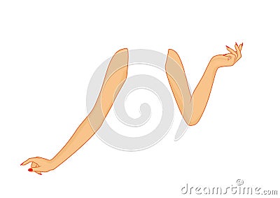 Women arm - straight arm and bent arm Vector Illustration