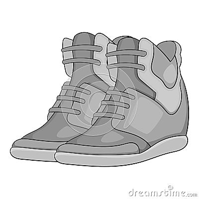 Women autumn sneakers icon, gray monochrome style Cartoon Illustration