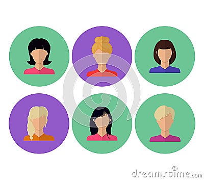 Women avatars. Faceless icons Vector Illustration