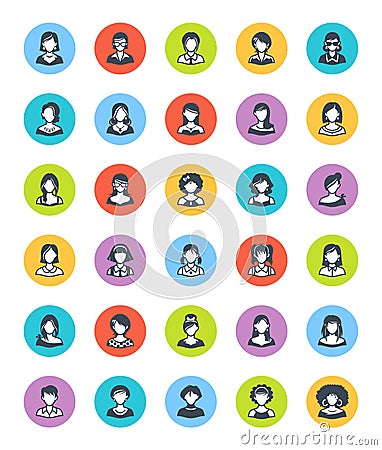 Women Avatars Icons - Dot Version Vector Illustration