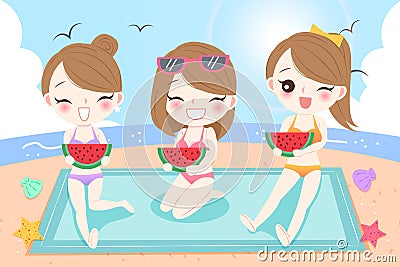 Women in beach Stock Photo