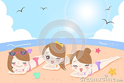 Women on the beach Stock Photo