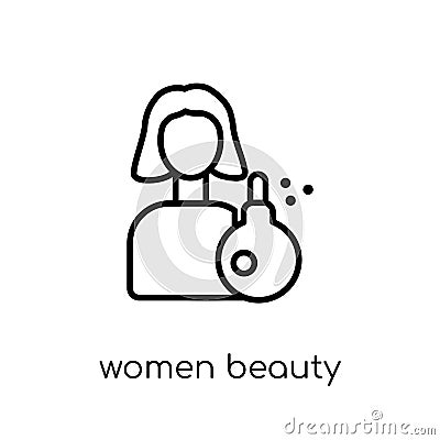 Women Beauty icon. Trendy modern flat linear vector Women Beauty Vector Illustration