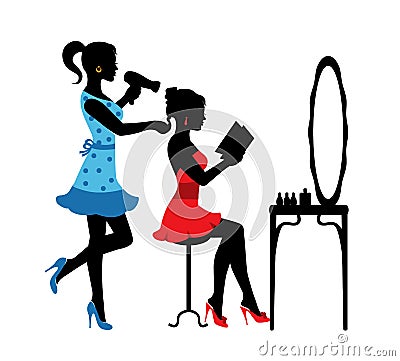 Women in a beauty salon Vector Illustration