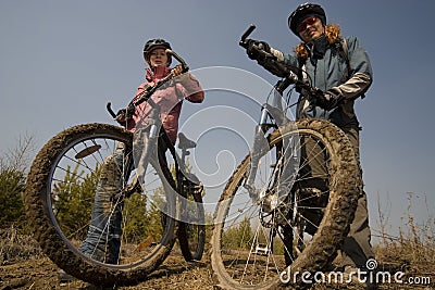 Women bikers Stock Photo