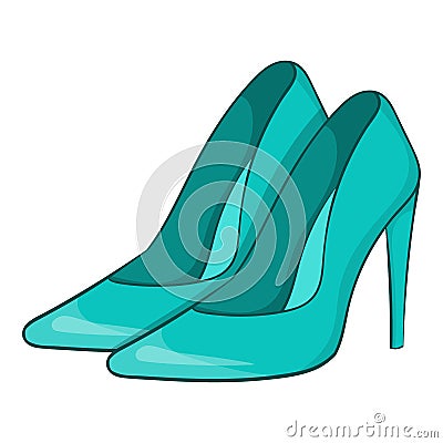 Women blue shoes icon, cartoon style Vector Illustration