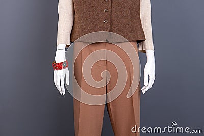 Women brown suit on mannequin. Stock Photo